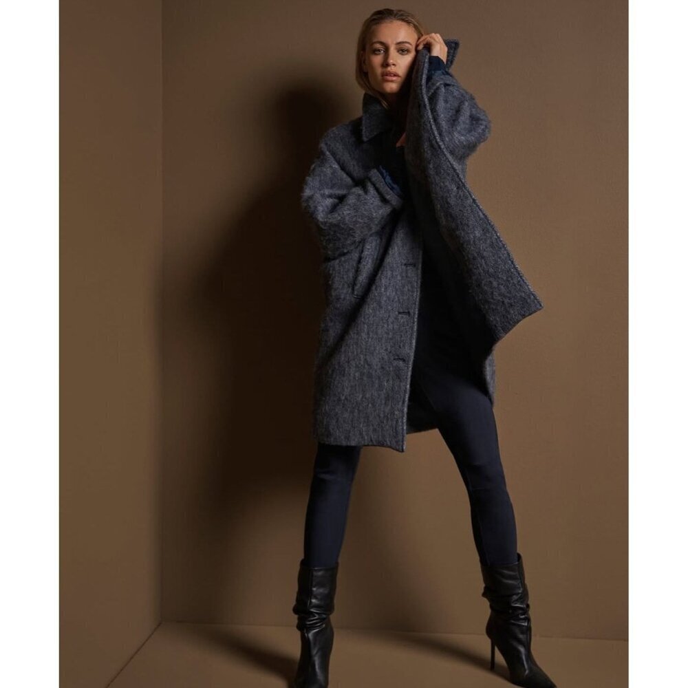 Nü Denmark Ragna Wool Blend Jacket Classic Navy Mix Womens Size Small
